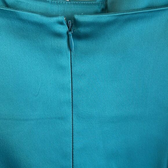 Calvin Klein Women jewel tone aqua satin midi knee length square neck dress 10! - Picture 5 of 6